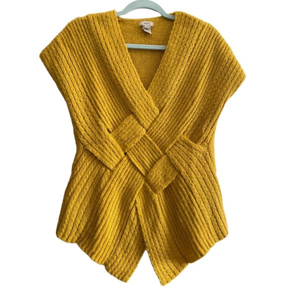 escio Gold Mustard Yellow Women's Knit Sweater Vest Size M - Picture 2 of 8